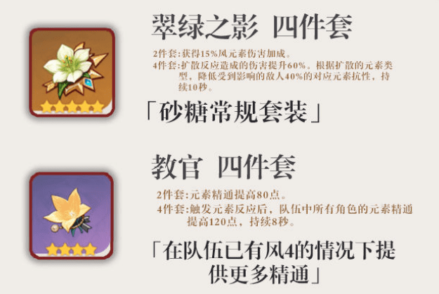 原神砂糖圣遗物武器选择搭配推荐