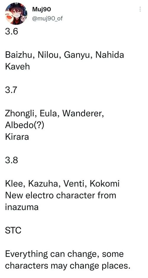 2023年原神下半年复刻表一览 下半年up角色有哪些