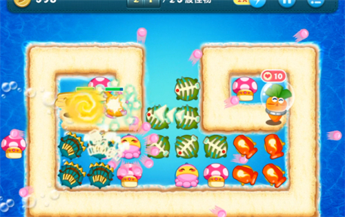 保卫萝卜深海10关金萝卜攻略 深海第10关攻略图解法