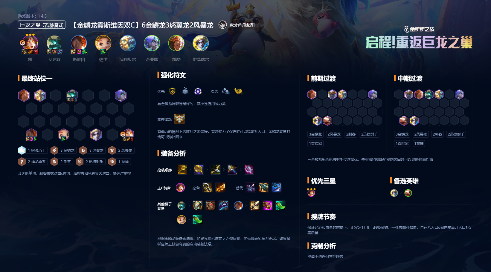 金铲铲之战巨龙之巢赛季强力阵容选择推荐